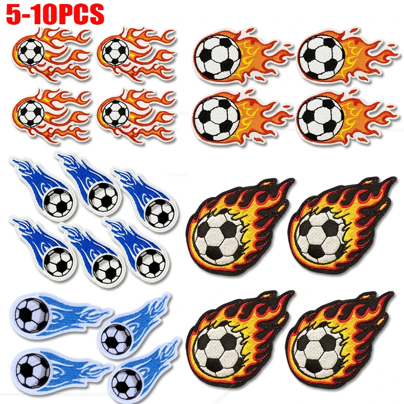 Parche termoadhesivo bordado fuego fútbol para ropa coser o planchar