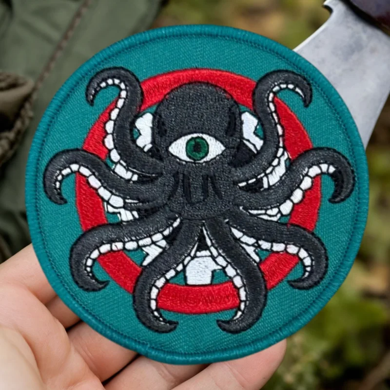 Parche táctico bordado pulpo monstruo marino con velcro gancho-bucle - imagen 4