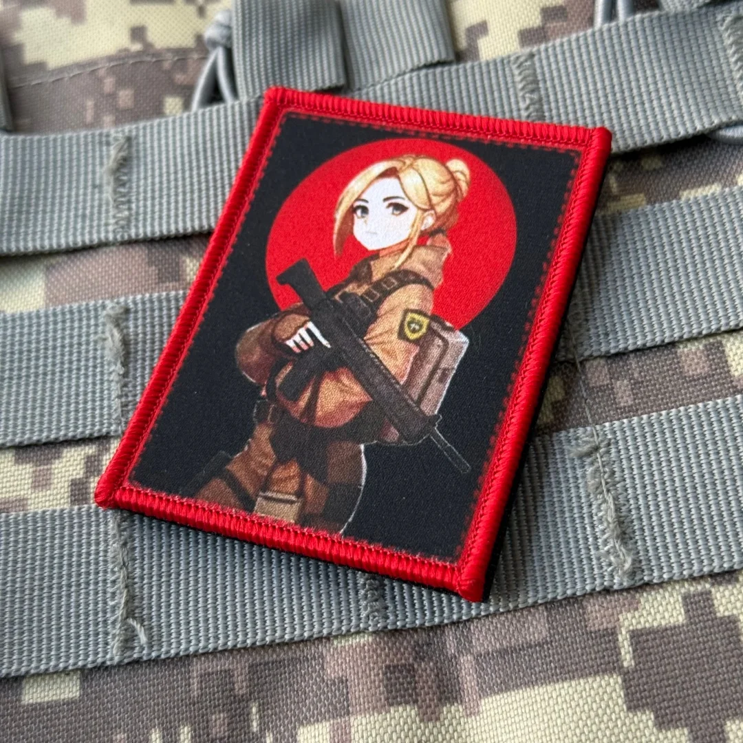 Parches impresos con insignia de moral de pistola "rubio con automático" para ropa, apliques militares tácticos, pegatinas para mochila con gancho y bucle - imagen 4