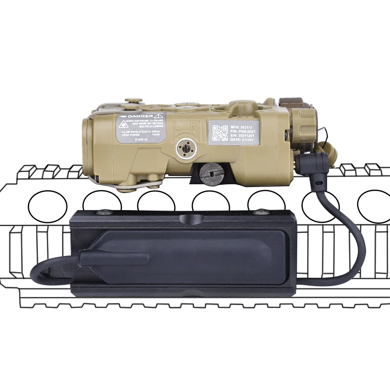 WADSN-Láser táctico NGAL sin IR, punto verde, azul y rojo, mira para caza, explorador, luz estroboscópica LED blanca con interruptor de presión, Base fija - imagen 5