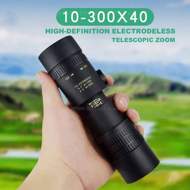 Binoculares potentes con Zoom 10-300X, telescopio Monocular profesional de largo alcance, BAK4-Prisms HD de alta calidad, portátiles para acampar - imagen 2