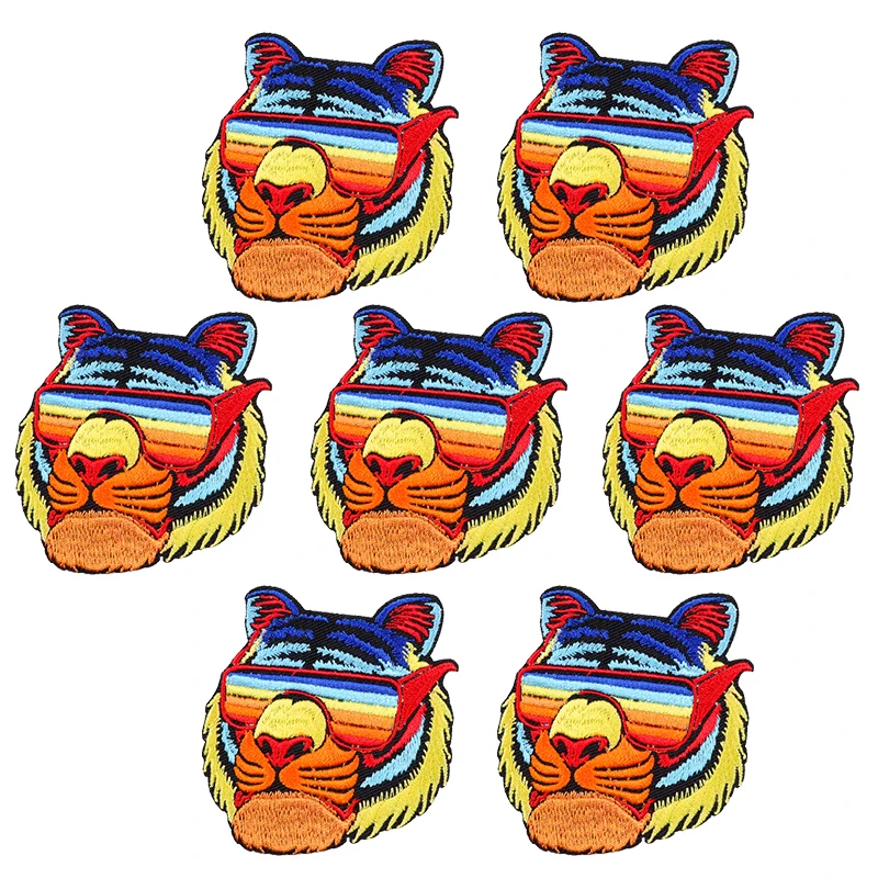 Parches bordados de animales grandes para ropa, Parche de oso para planchar para ropa, Tigre, insignia adhesiva DIY, 10 unidades por lote - imagen 2