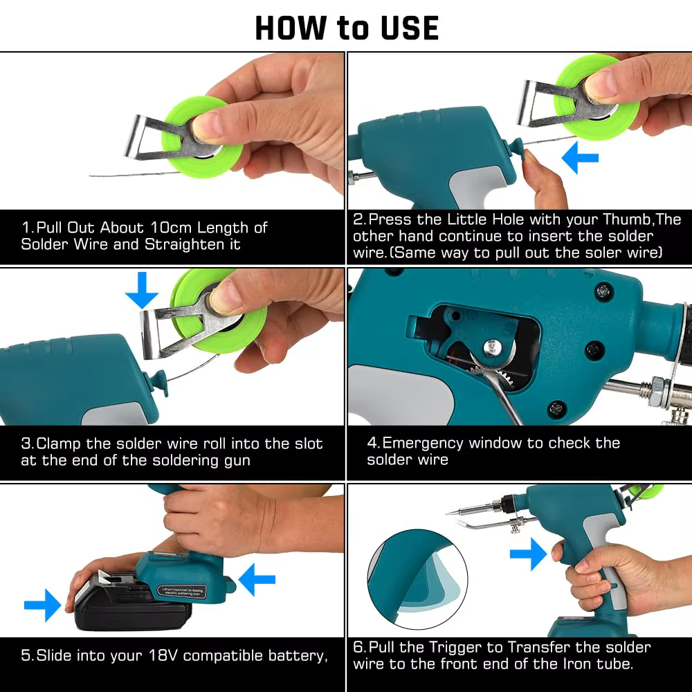 Máquina de soldadura de plástico inalámbrica portátil para reparación de grietas de Panel de carrocería de coche para batería Makita/Dewalt/Milwaukee/Ryobi18V-20VLi-ion - imagen 5