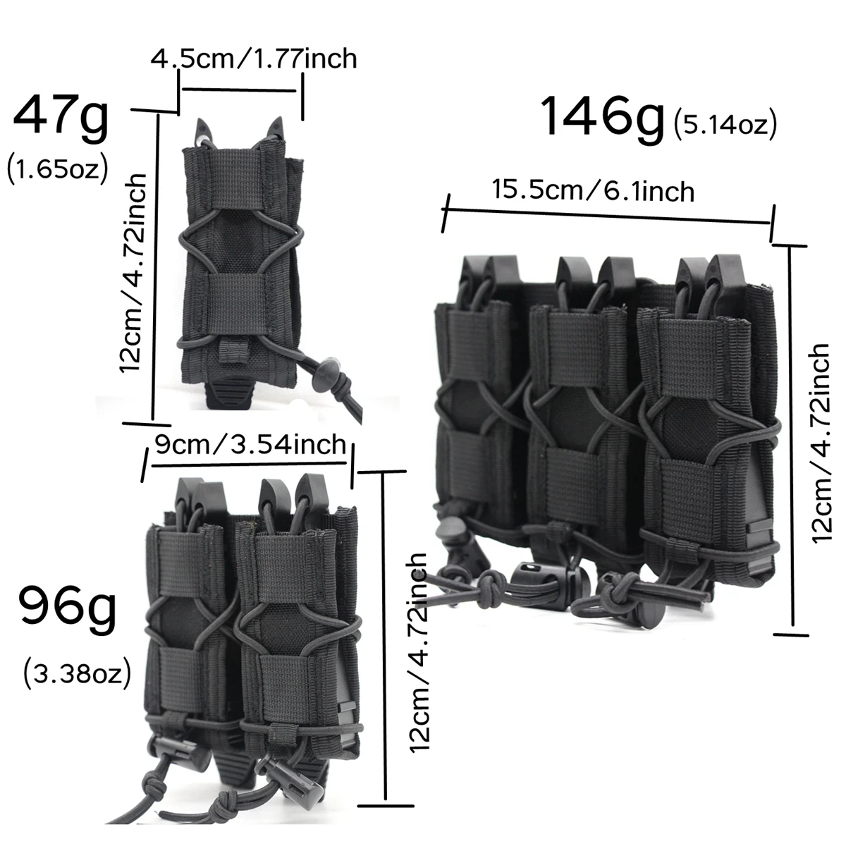 Bolsa para revistas estilo tigre de 9 mm, doble triple bolsa para revistas, bolsa para revistas abierta Molle adecuada para GL 17 19 - imagen 4