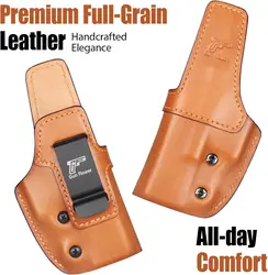 Funda IWB de cuero Glock para uso diestro, compatible MOS/RXM