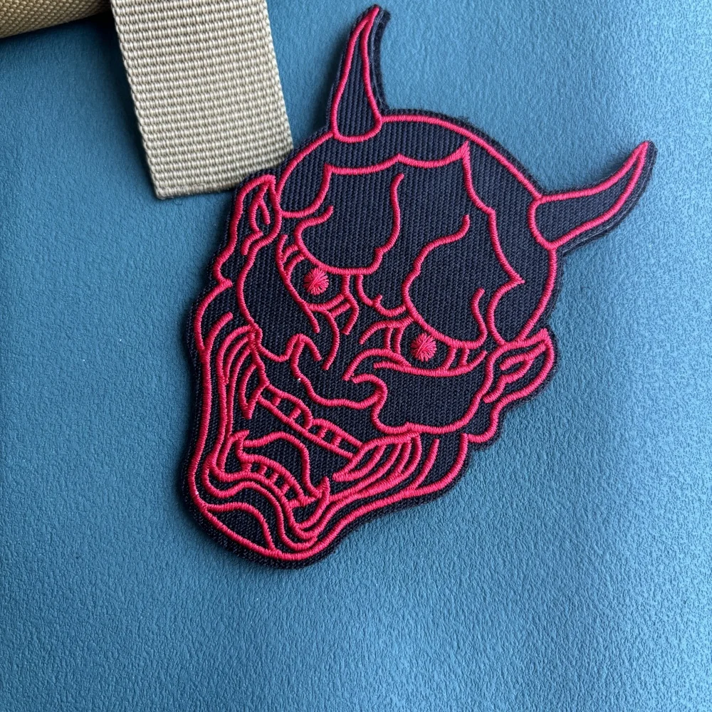 Parche táctico "Demon", parche bordado con máscara de fantasma rojo para mochila, gancho y bucle, brazalete, insignia de moral militar, pegatinas para sombrero - imagen 4