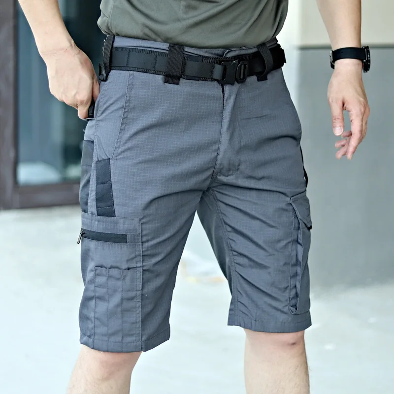 Pantalones cortos de camuflaje para hombre, ropa de trabajo de secado rápido de verano, pantalones militares con múltiples bolsillos, pantalones cortos finos para senderismo y pesca, Jogger masculino - imagen 3