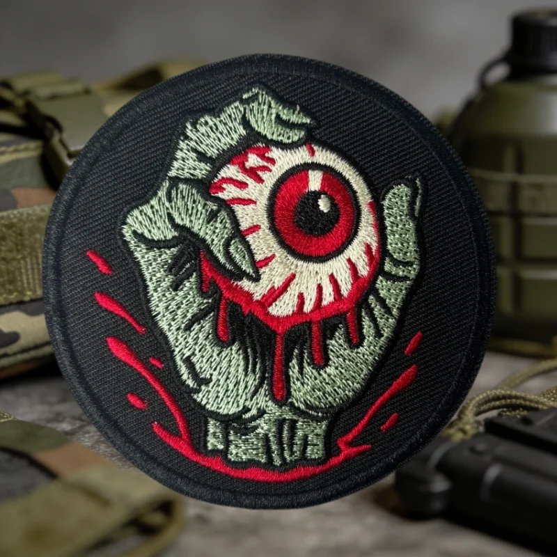 Parche táctico bordado ojo de zombi con velcro para chaleco - imagen 5