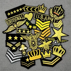 Parches bordados Ejército de la Corona - para ropa, dorado y plateado