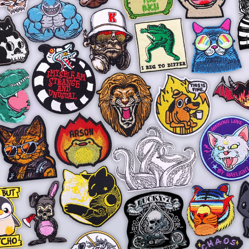 Parche bordado ecléctico del Reino Animal, parches para planchar, trío de pingüino, tigre león, para chaqueta, decoración caprichosa salvaje, parche Fusible - imagen 2