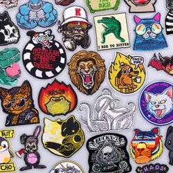 Parche bordado ecléctico del Reino Animal, parches para planchar, trío de pingüino, tigre león, para chaqueta, decoración caprichosa salvaje, parche Fusible