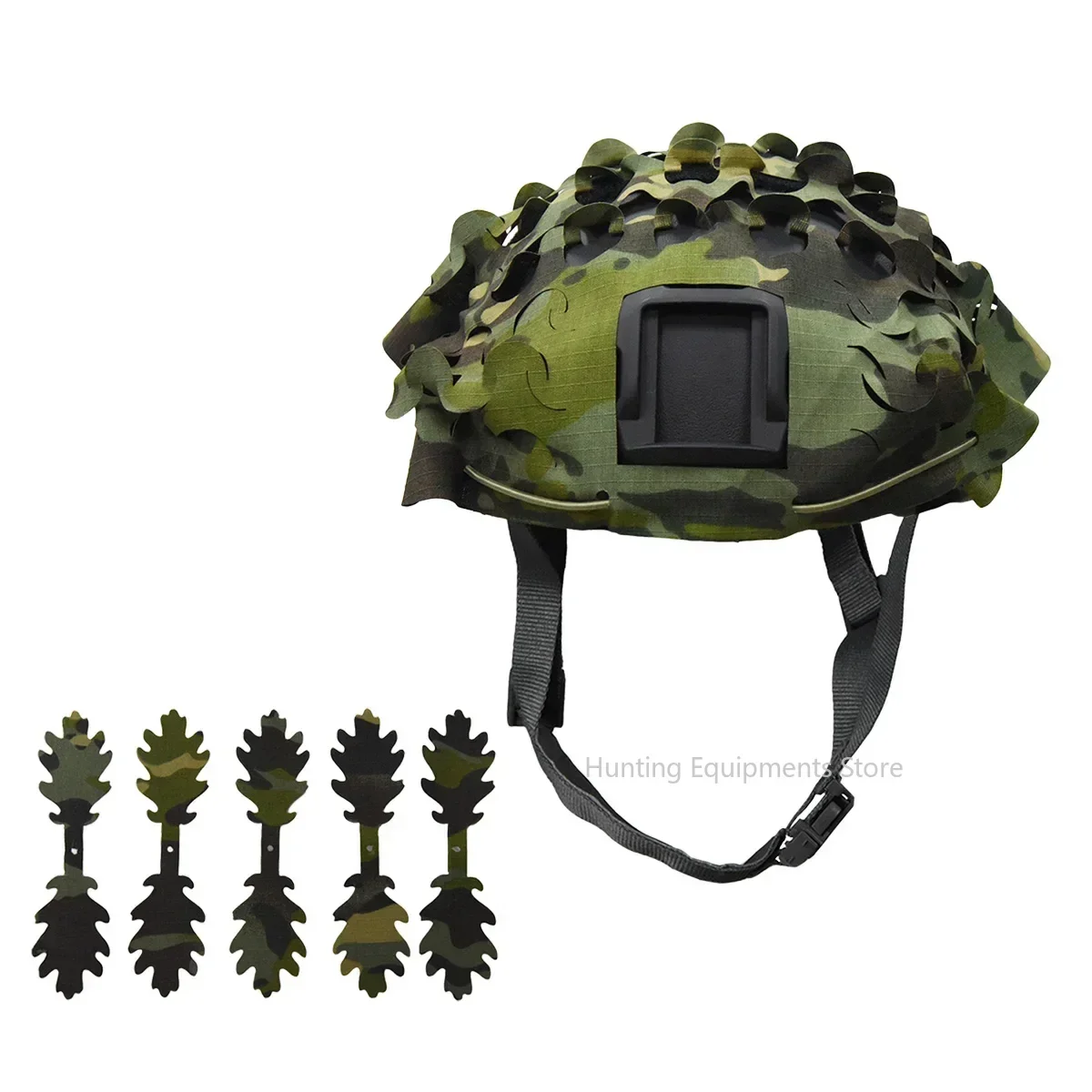 Red de camuflaje 3D para casco Airsoft, cubierta con forma de hoja, corte láser, cordón de nailon, Paintball táctico, accesorios de caza paracaidista - imagen 4