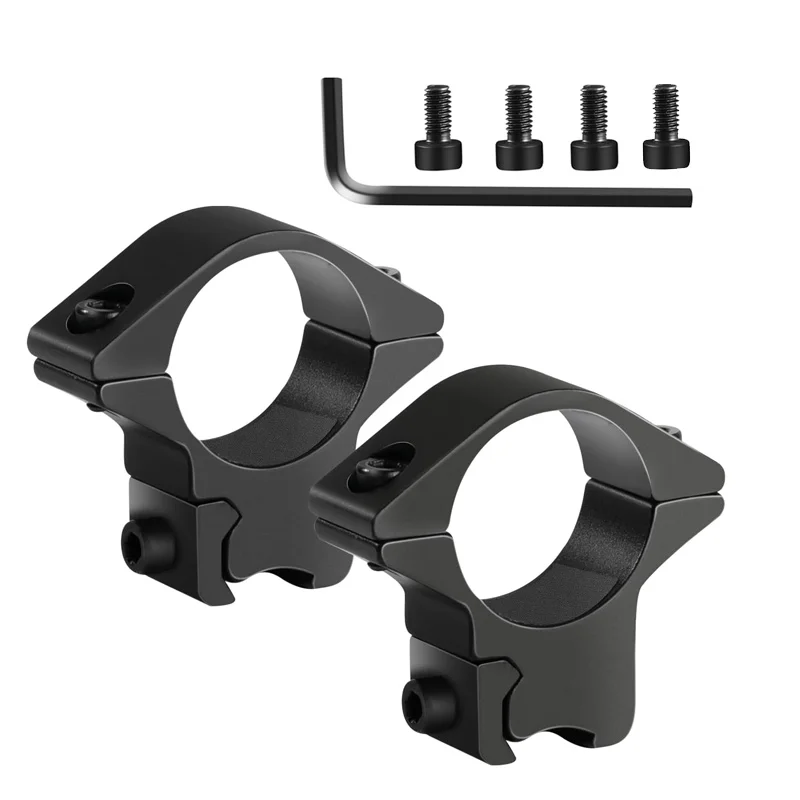 Accesorios para armas de juguete, anillos de cola de milano de 25,4 mm/1 pulgada, paquete de 2 anillos de montaje de alcance de perfil bajo para riel de cola de milano de 11 mm, óptica de caza