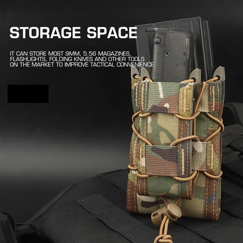 Bolsa táctica doble para revista de 5,56 + 9MM, bolsa individual para caza, Rifle, Pitol, Molle, funda para revista, bolsa para AK AR M4 AR15 - imagen 5