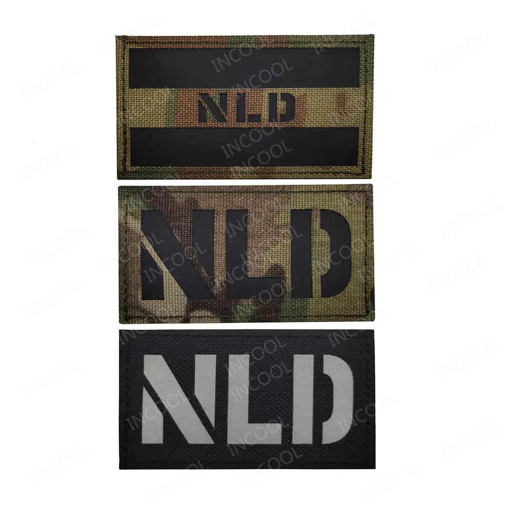Parche reflectante IR con bandera de Países Bajos, parches de bandera bordados NLD, insignias decorativas de goma de PVC que brillan en la oscuridad - imagen 2
