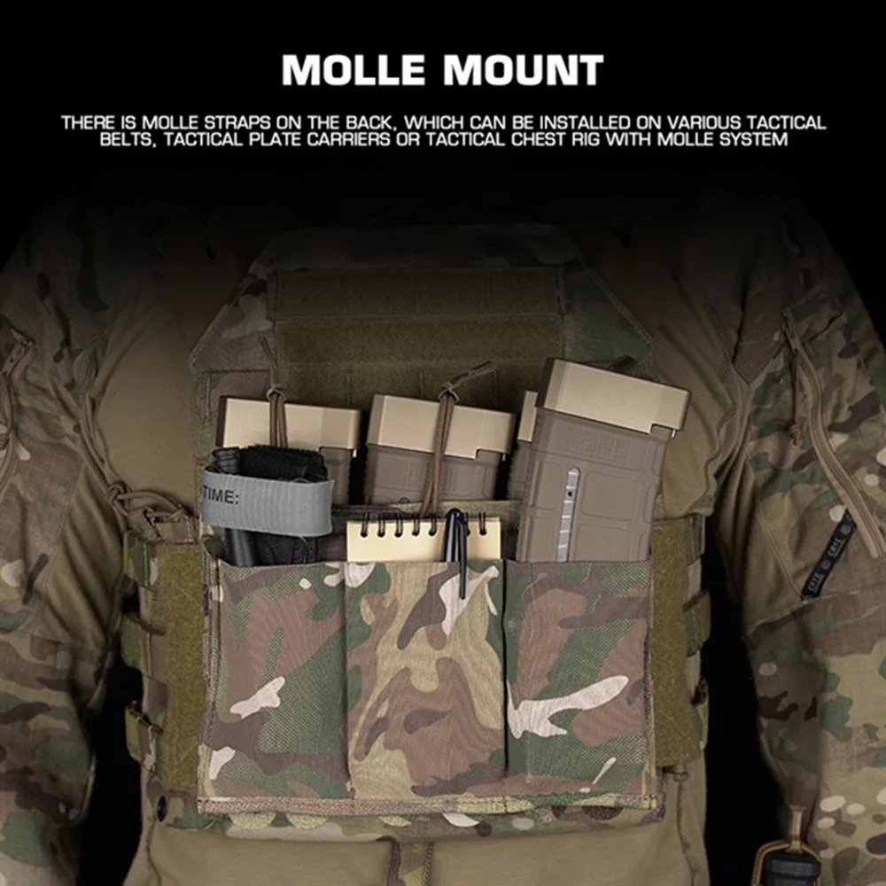 Bolsa táctica para Mag 5,56/7,62, bolsa elástica Triple Mag, bolsa de almacenamiento MOLLE de extracción rápida - imagen 4