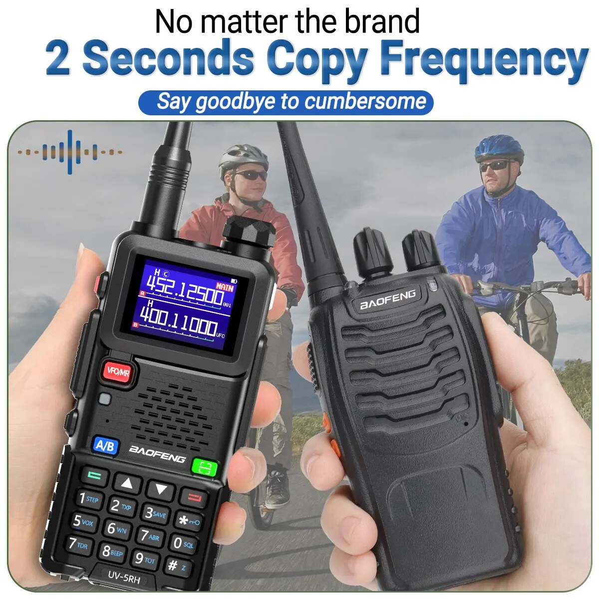 Baofeng UV 5RH 10W bandas completas Walkie Talkie sin cables copia frecuencia tipo C cargador mejorado UV 5R transceptor Ham Radio bidireccional - imagen 4