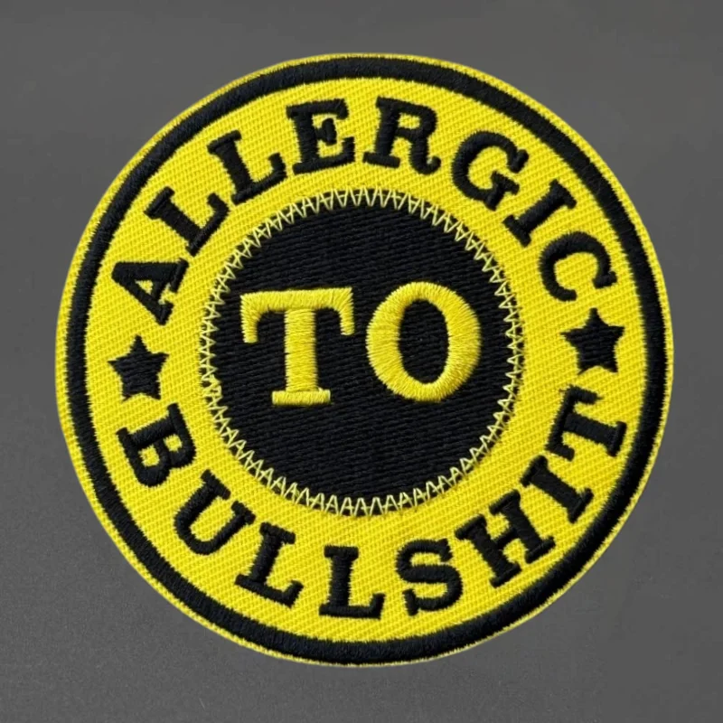 Parche bordado alérgico a Mierda, insignia de moral con gancho y bucle táctico, pegatinas decorativas para mochila, parches para brazalete para ropa - imagen 2