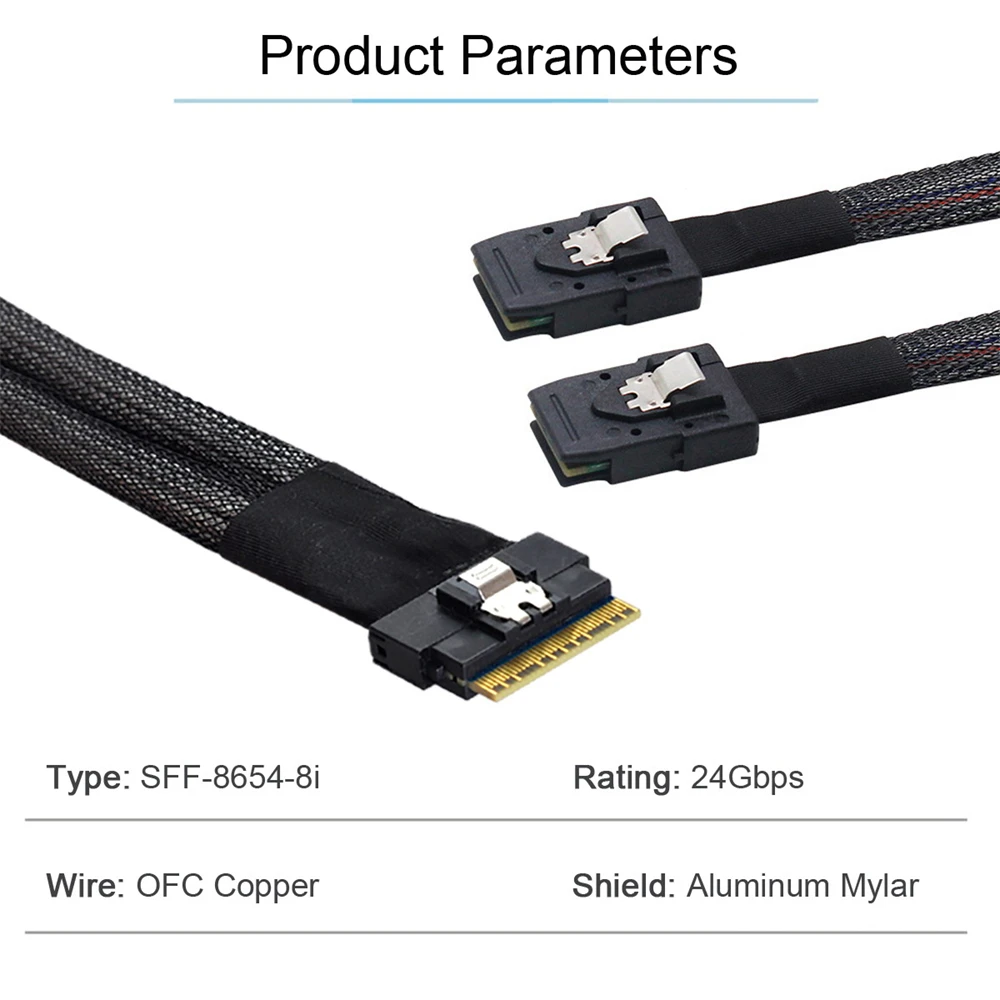 Cy-pci-e-Cable ultra Port Slimline SAS Slim 4,0, SFF-8654, 8i, a doble SFF-8087 74pin, Mini SAS, pci-express - imagen 4
