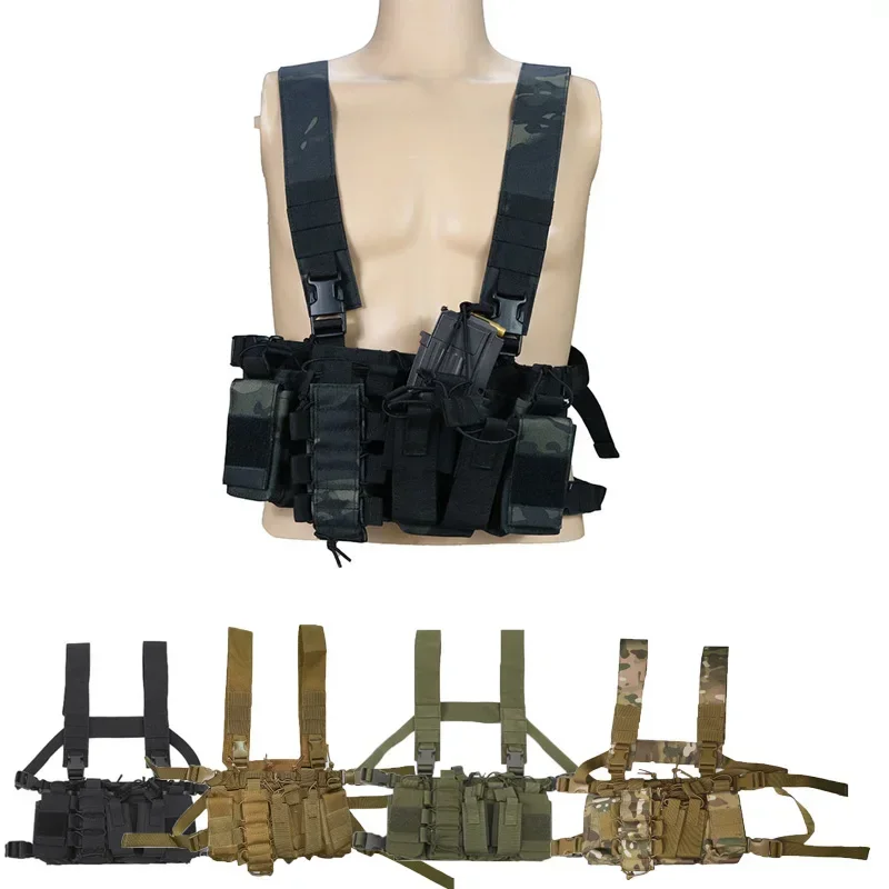 FG atacs-bolsa táctica para aparejo de pecho, chaleco Molle Airsoft con funda para revista, soporte para Walkie Talkie bidireccional funcional para caza - imagen 3