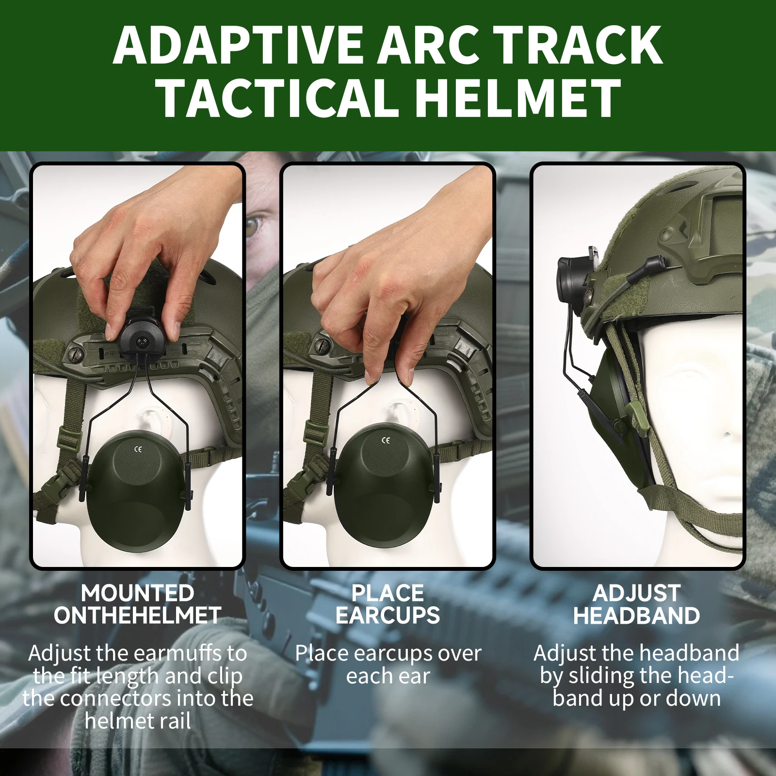 Tapones para los oídos antiruido, protectores auditivos tácticos para caza, versión montada en casco, orejeras, protección auditiva insonorizada para disparar - imagen 4