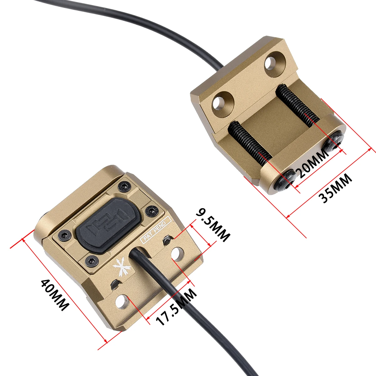 Interruptor de presión remota UNITY para Surefire M300 M600 2,5/3,5mm/botón de enchufe SF para DBAL-A2 PEQ15 láser compatible con riel Mlok Keymod de 20mm - imagen 4