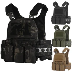 Portador de placa táctico FCPC V5, estilo Ferro, nueva versión, chaleco de liberación rápida, bolsa para revistas Triple 556 MOLLE con cremallera grande