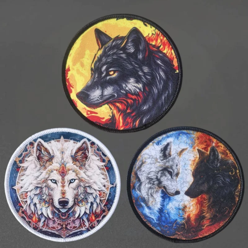 Parche con estampado de lobo militar, chaleco táctico, insignia de moral con gancho y bucle, pegatinas decorativas para mochila, parches para brazalete para ropa