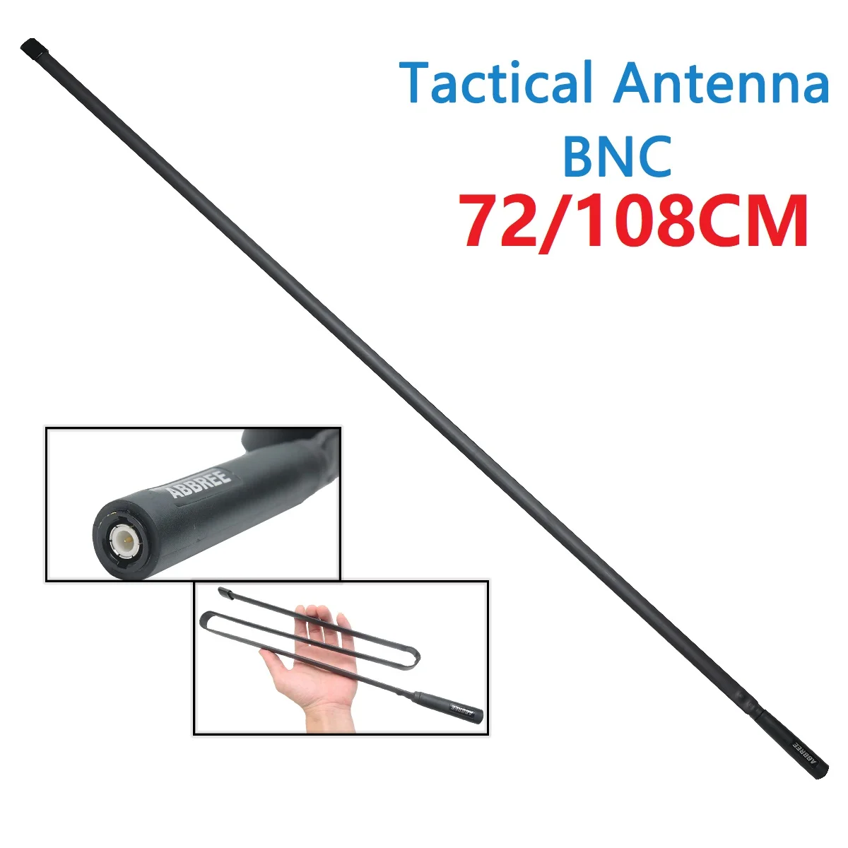 ABBREE 27MHz CB antena táctica BNC 72/108CM para Walkie Talkie ICOM Motorola Cobra Midland Uniden Anytone Radio CB Ham bidireccional