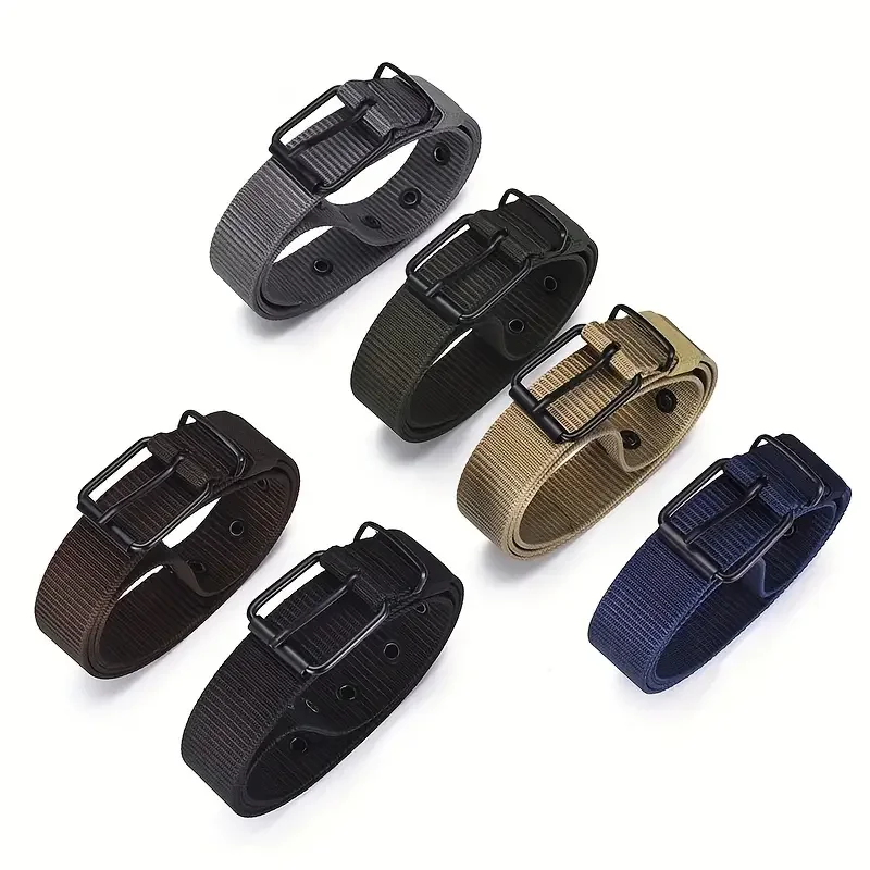 Cinturón de hombre con hebilla de lona porosa, cinturón de cuero para deportes al aire libre, cinturón con ojales a la moda para mujer con cinturón vaquero para hombres y mujeres - imagen 4