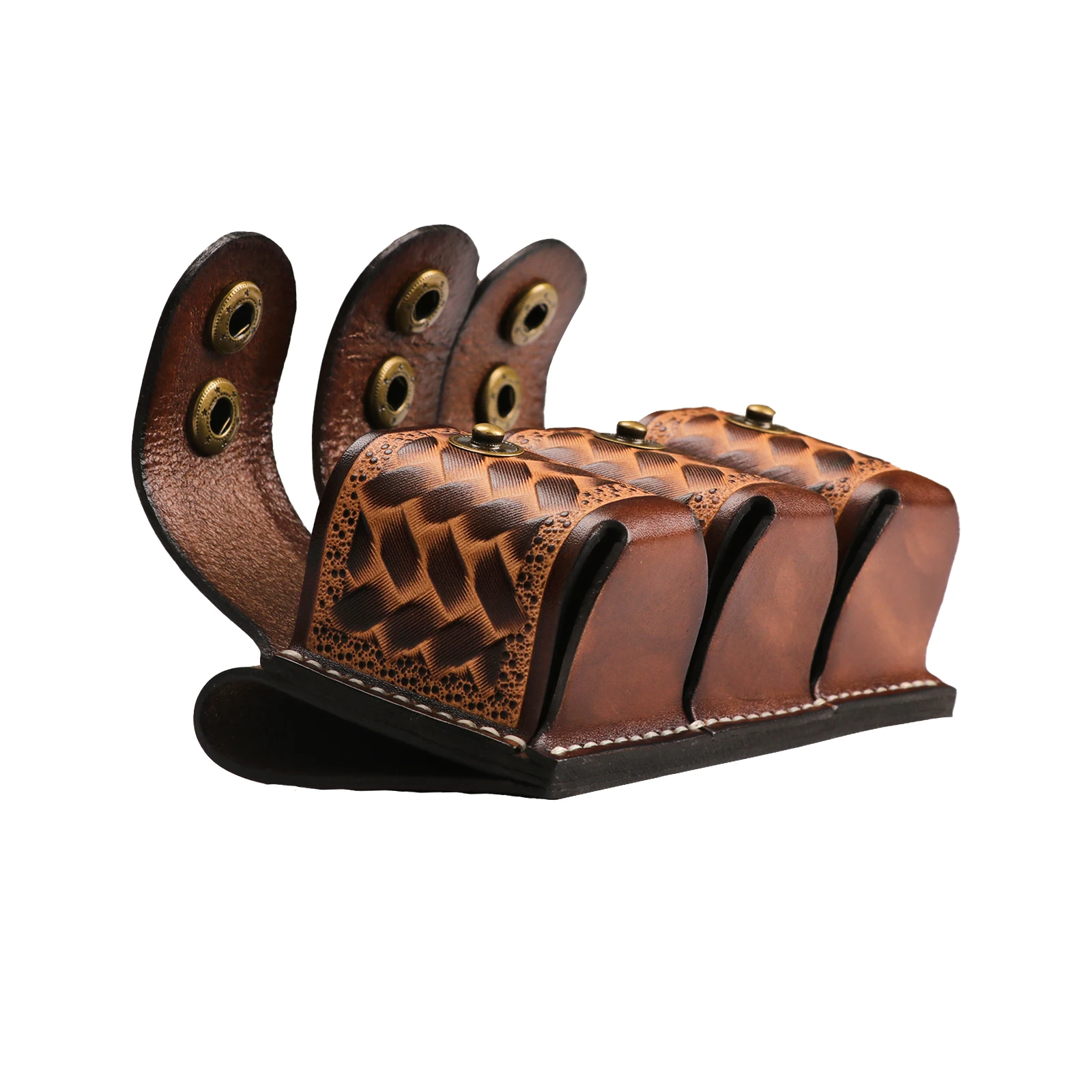 Tourbon-funda Universal para cinturón de cargador de velocidad, tres fundas para cargador de velocidad, soporte de cuero para cargador de velocidad, se adapta a accesorios de caza.38/.357 - imagen 4