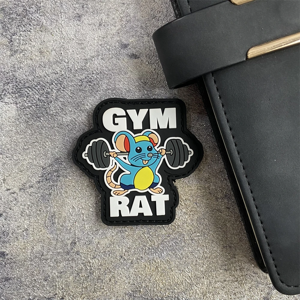 Parche de insignia de moral de rata de gimnasio de PVC, parches militares tácticos de entrenamiento cruzado, brazalete, gancho y bucle, mochila, sombrero, accesorios DIY, pegatinas - imagen 2