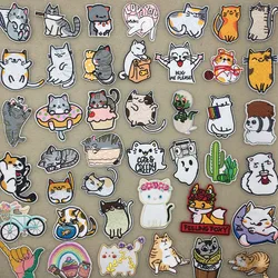 Parche termoadhesivo gato dibujo animado borde bordado para planchar