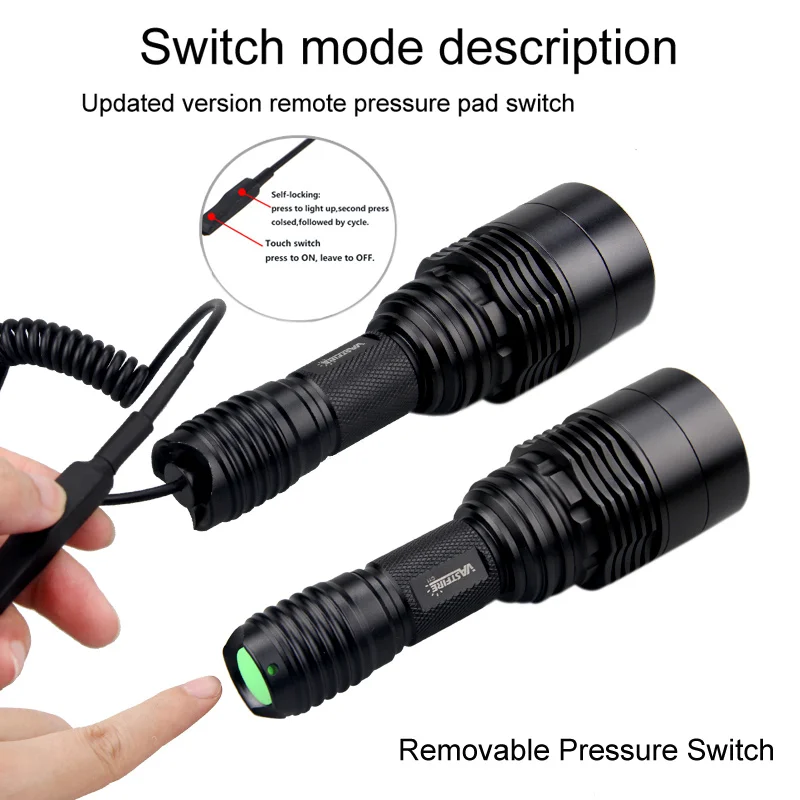 XRE luz depredadora roja, verde y blanca, linterna táctica LED con enfoque con Zoom, antorcha ajustable para caza y pesca Coyote Hog - imagen 3