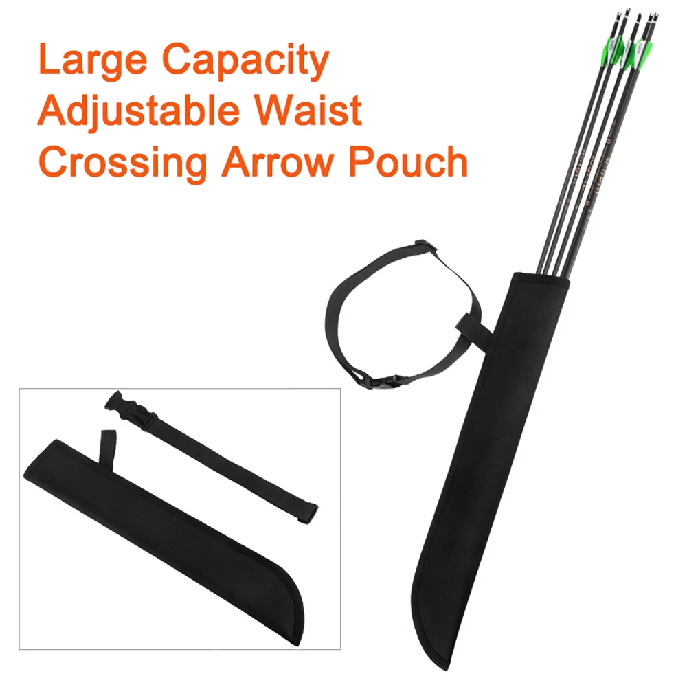 Bolsa de flecha cruzada de cintura ajustable de gran capacidad de 45cm bolsa de almacenamiento de flecha de aljaba portátil negra