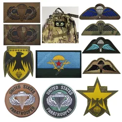 Parche bordado paracaidistas de Francia, EE. UU., Reino Unido, brazalete americano británico, insignia IR reflectante, parches mágicos, insignia de moral táctica