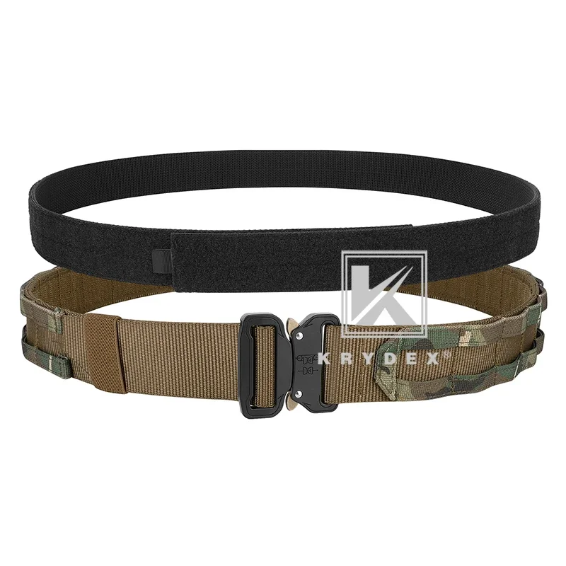 KRYDEX cinturón táctico exterior e interior de 1,75 "y 1,5" para hombre 2 en 1 hebilla de liberación rápida Rigger Duty MOLLE cinturón de combate de caza camuflaje
