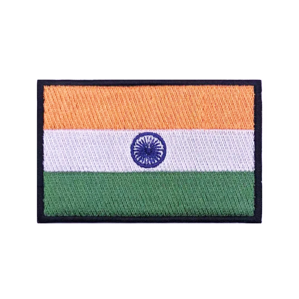Parches de la bandera india, brazalete, parche bordado, gancho y bucle, insignia bordada con hierro, raya militar