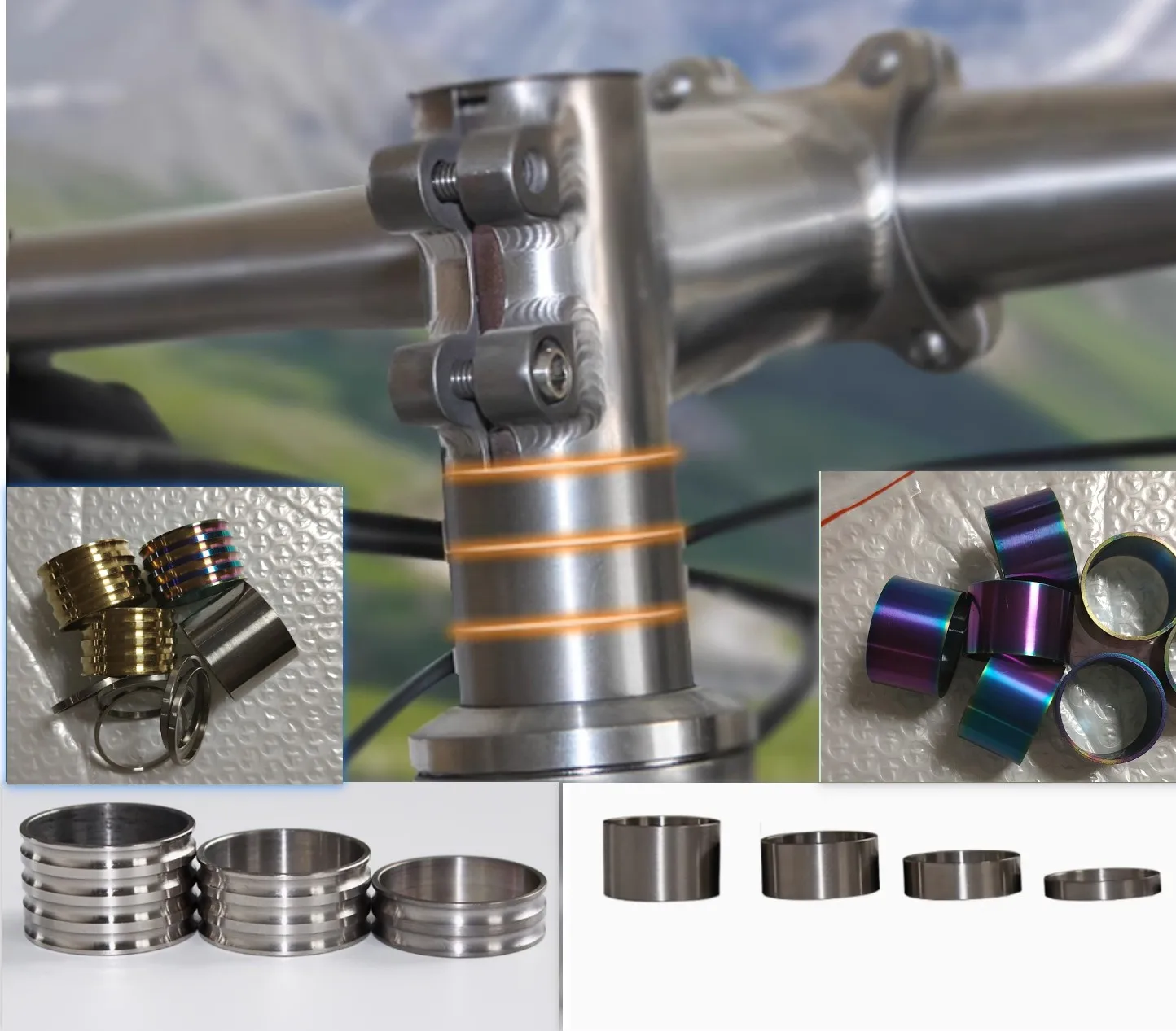 Espaciadores de aleación de titanio, arandelas de 1-1/8 pulgadas, 2,5/5/10/15/20 mm adecuadas para vástagos de manillar de bicicleta - imagen 2