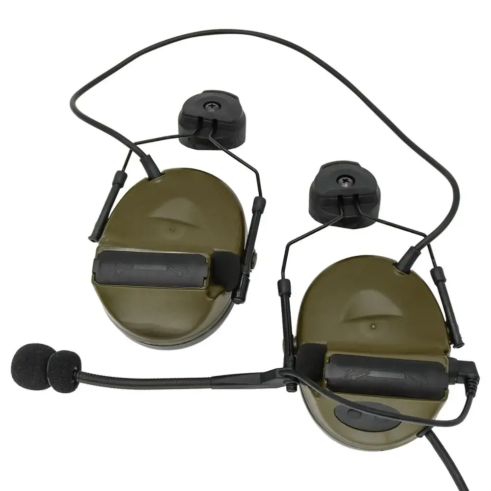 TacticalCII casco soporte versión auriculares pastilla reducción de ruido protección auditiva auriculares tácticos FG + U94 ken 2 pin ptt - imagen 3