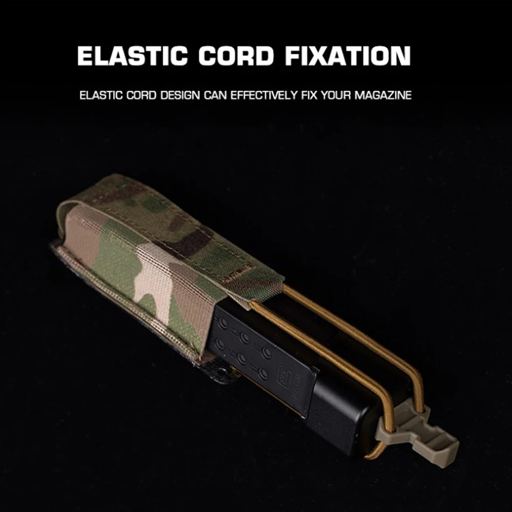Bolsa táctica para pistola Mag, elástica, individual, 9mm, liberación rápida, caza, tiro, Airsoft, bolsa para revistas, equipo de cinturón de combate MOLLE - imagen 3