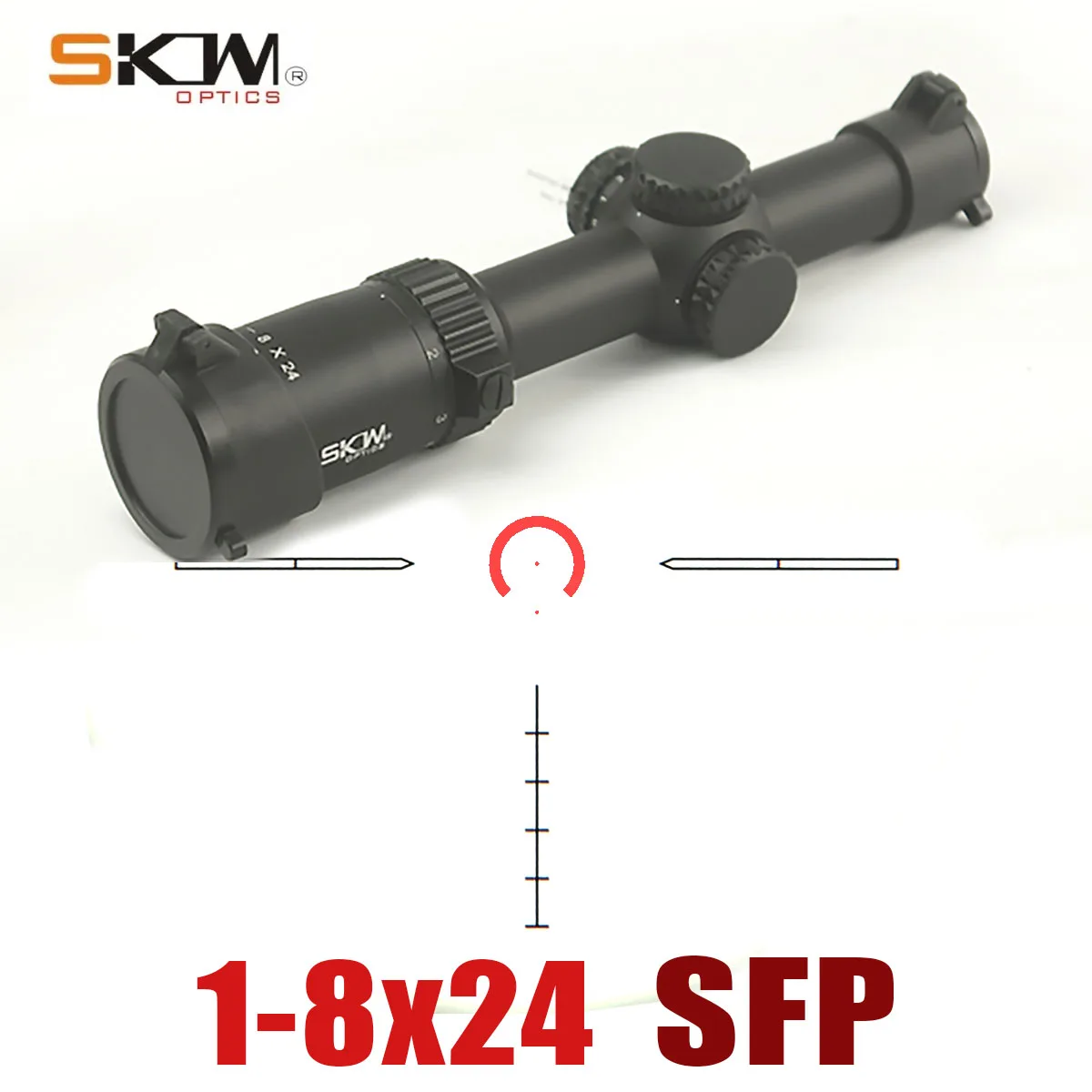 SKWoptics-Anillos de caza para mira telescópica, retícula táctica MIL, a prueba de golpes, 1-8x24, anillo de 30 mm,