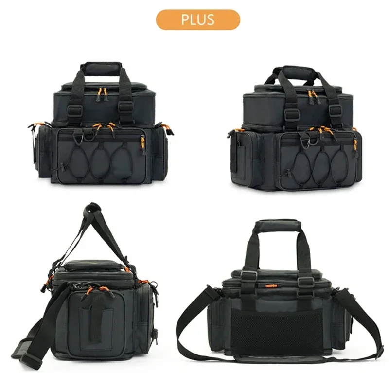 Bolsa de señuelos de pesca multifunción para exteriores, bolsas de almacenamiento de equipo de pesca de gran capacidad, bandolera portátil, bolsa de pesca XA98G