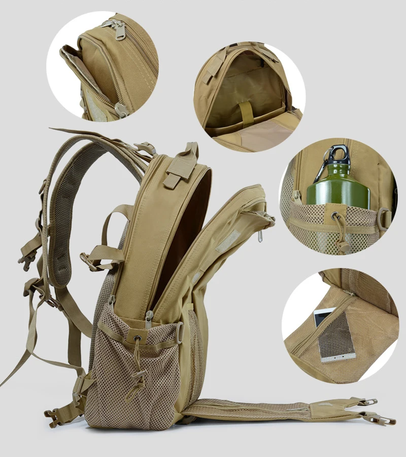 Mochila táctica militar para exteriores, impermeable, montañismo, senderismo, camping, mochila multifuncional para caza del ejército - imagen 2