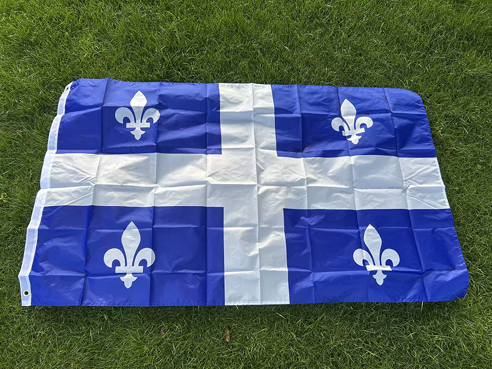 Bandera Quebec flor de lis – Poliéster colgante con ojales de latón - imagen 2
