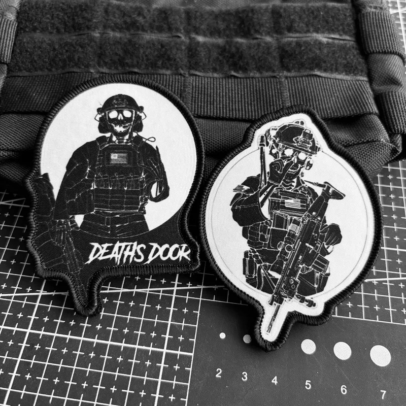 Parches tácticos de soldado de calavera, insignia de moral de Rifleman del ejército, gancho de impresión y bucle, brazalete militar, pegatina para mochila - imagen 2