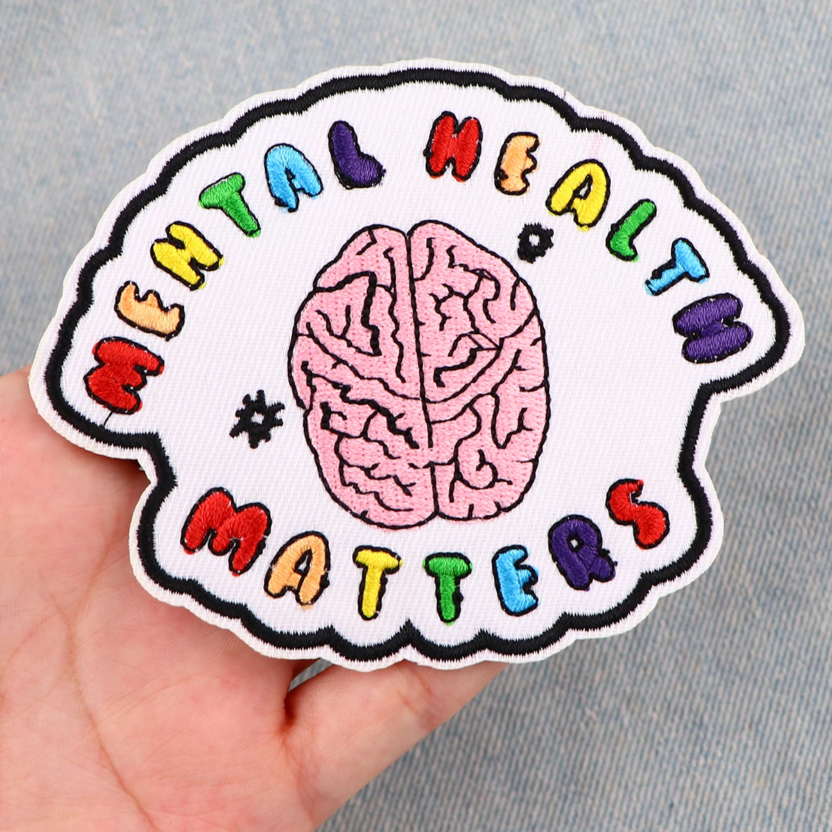 Parche para el cerebro de salud Mental, apliques bordados, suministros de costura para planchar, insignias decorativas para ropa, pegatinas para ropa de juego de Anime - imagen 5