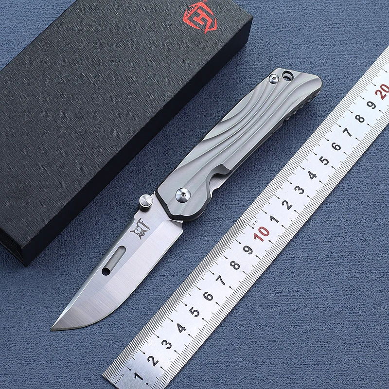 Cuchillo plegable táctico M390 de mango de titanio para EDC outdoor