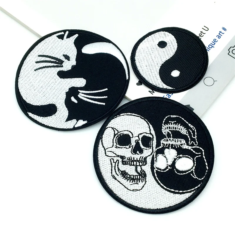 Parche termoadhesivo con patrón Punk Yin y Yang, fácil planchado/costura, para moda DIY, 3 uds. - imagen 2