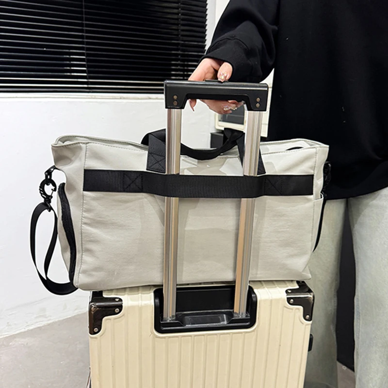 Bolsa de lona deportiva, bolsas de Yoga para gimnasio, húmedo y seco, con paquete de zapatos, para acampar al aire libre, senderismo, bolso grande de mano para equipaje de fin de semana - imagen 5